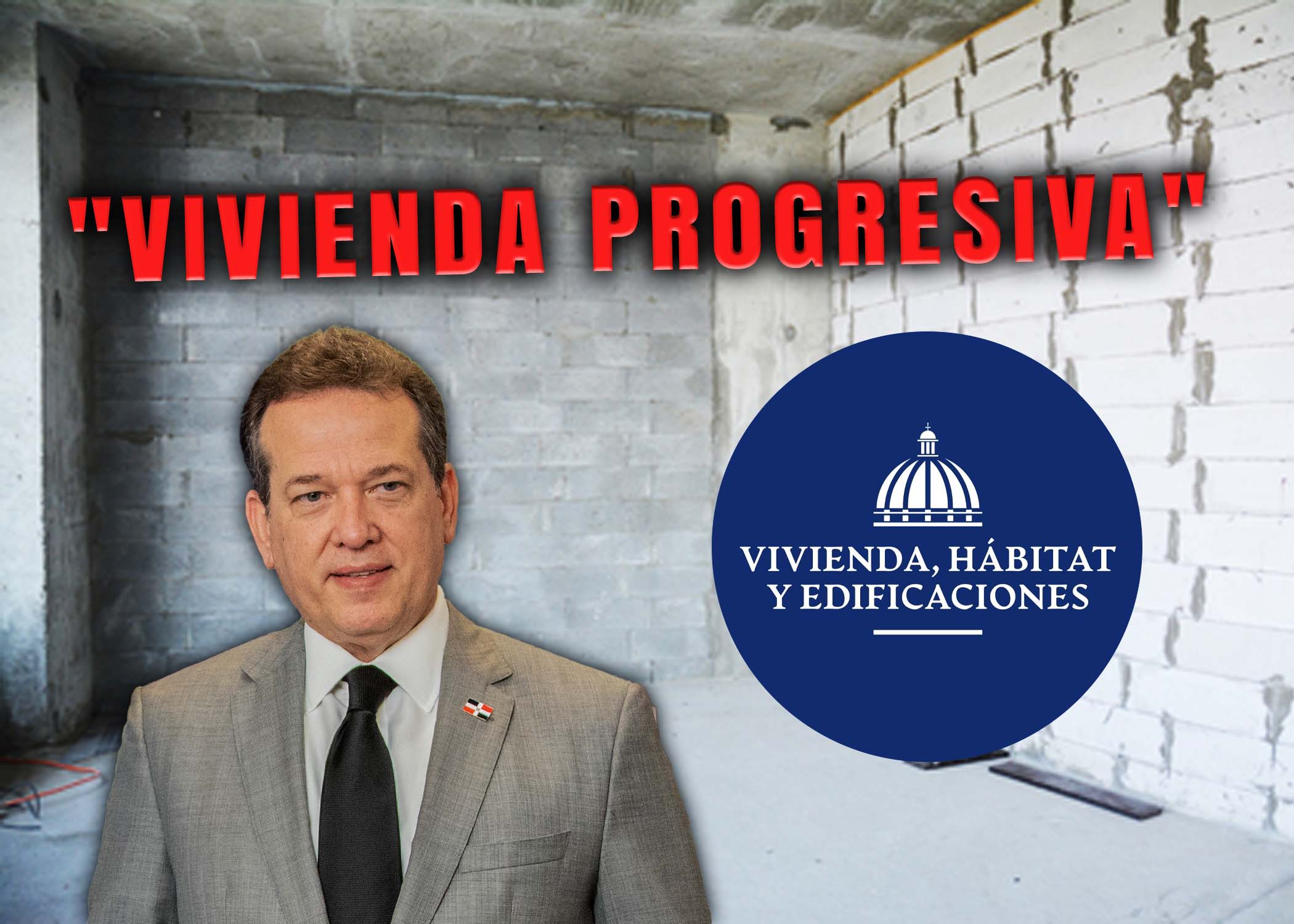 Víctor Bisonó anuncia novedoso modelo de "vivienda progresiva", casas sin terminaciones estéticas para reducir su costo.