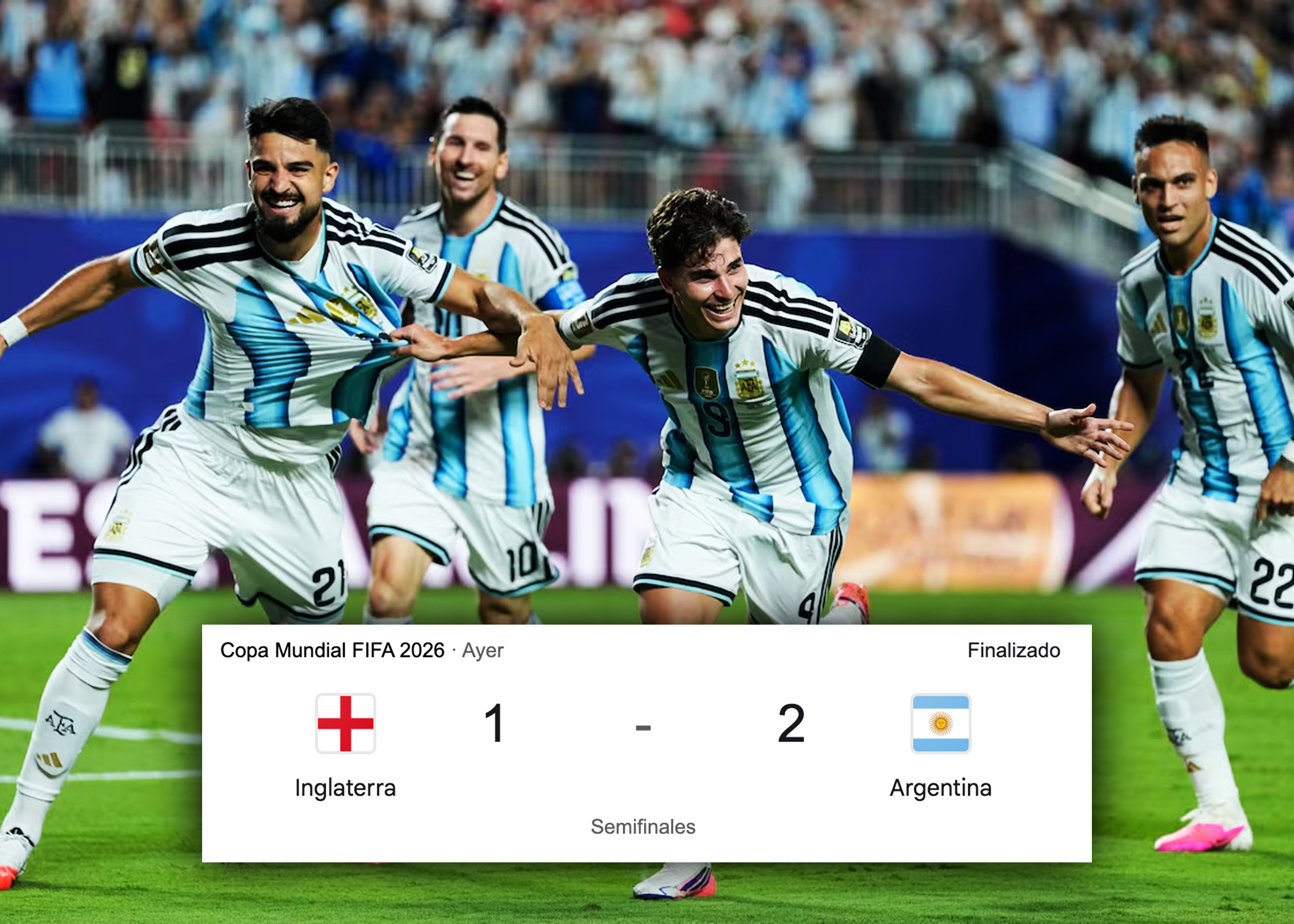 El equipo argentino le gana a Inglaterra y pasa a la final del mundial de fútbol 2026